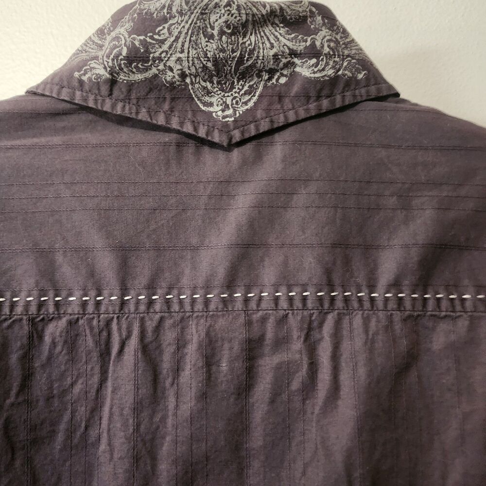 7 Diamonds Mens Dark Gray Long Sleevel Shirt Size Large Western - Picture 6 of 11